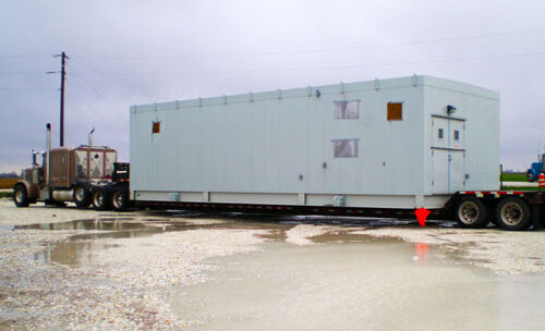 Crown control enclosure on a flat bed.
